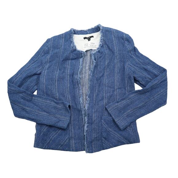 Drew Blazer Womens S Blue Walter Open Front Collarless Casual Spring Wear - Picture 1 of 14